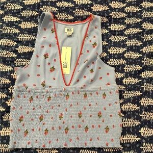 NWT Urban Outfitters Blue Strawberry Patterned Top